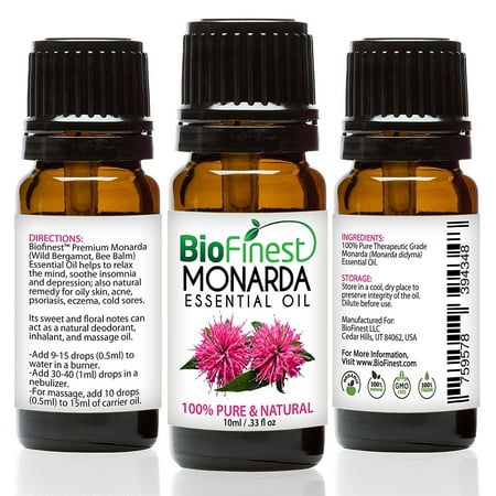 Biofinest Monarda Essential Oil (Bee Balm, Wild Bergamot) - 100% Pure Organic Therapeutic Grade - Best for Aromatherapy, Ease Stress Anxiety Depression Nausea Digestion Wounds - FREE E-Book (Best Cbd Oil For Nausea)