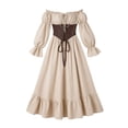 thumbnail image 4 of FNFYFH Renaissance Medieval Costume Dress Women Peasant Cottagecore Dress 1700s Victorian Fairy Dress, 4 of 8