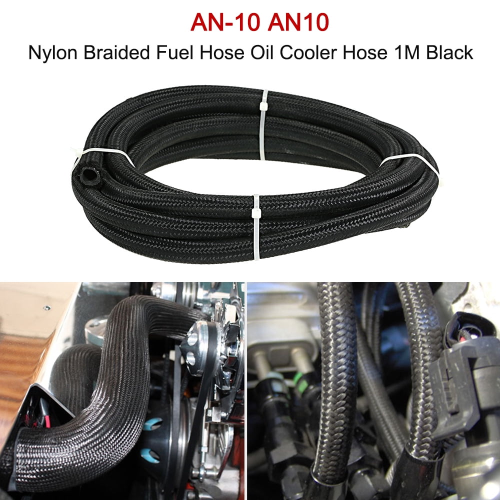AN4 AN8 AN6 1m Lightweight Heat-resistant Nylon Braided Fuel Hose Fuel Oil Line Black Replacement Accessory Size AN4 AN10 Oil Fuel Hose 