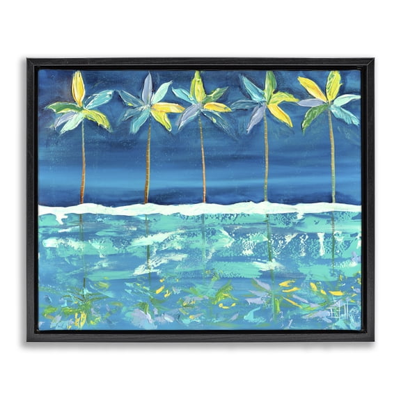 Stupell Industries Coastal Blue Abstract Palms Black Floating Frame Canvas Art, 31 x 25, by Estelle Grengs
