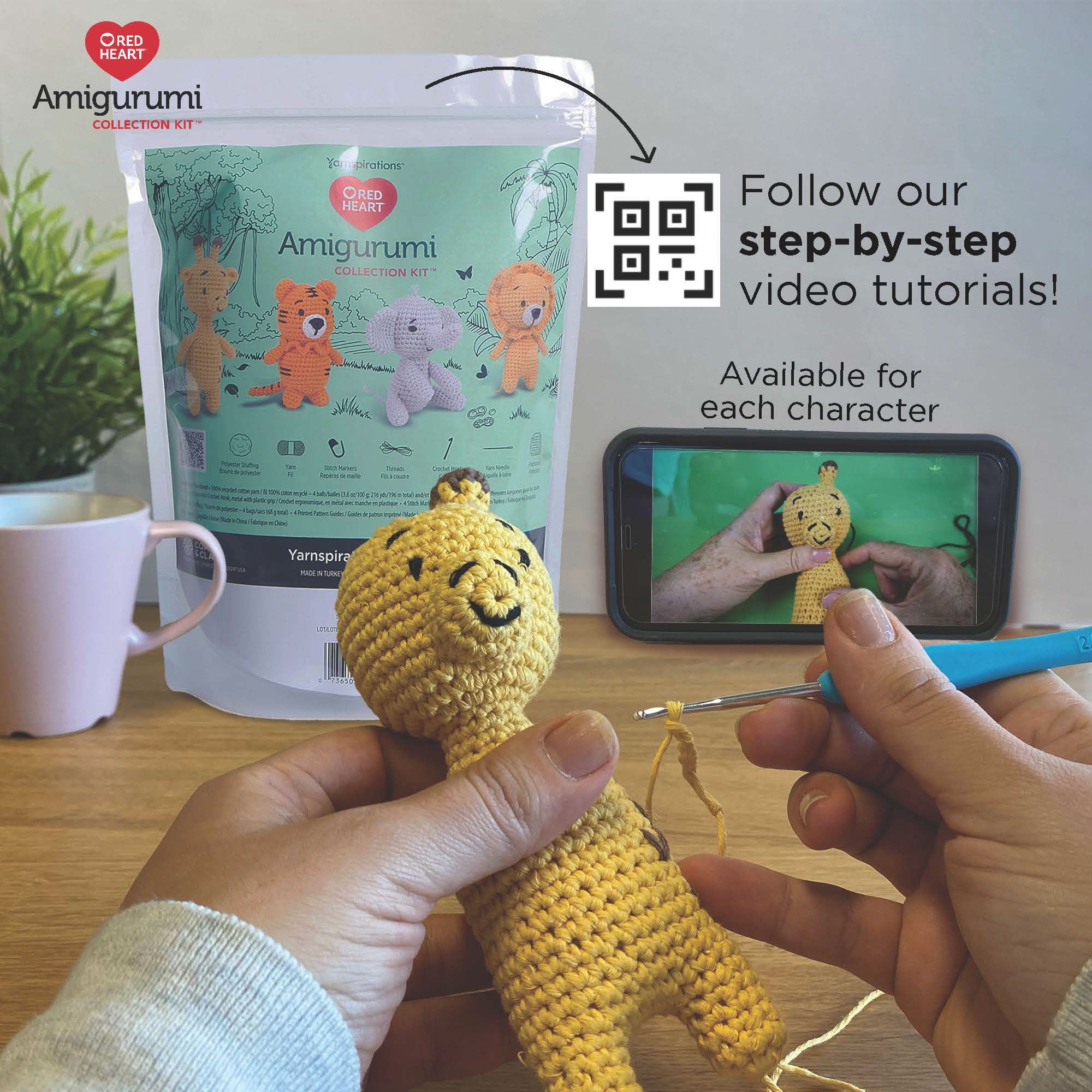 Red Heart™ Amigurumi Crochet Collection Kit 103.2GM Safari