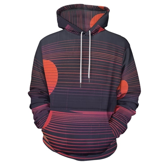 POBUDS Hoodie, Regular Fit Sporty Pullover Hooded Sweatshirt for Men Women Sunset Minimalist 3XL