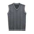 thumbnail image 1 of Kcodviy Men's Sleeveless Sweater Vest Light Weigh Jackets Striped Trim V Neck Jackets for Dad Pullover Vest Pointer Jacket Big and Tall Snow Jackets for Men Polyester Mens Jacket, 1 of 2