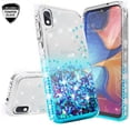 thumbnail image 1 of Compatible for Samsung Galaxy A10e Case, with [Tempered Glass Screen Protector] SOGA Diamond Liquid Quicksand Cover Cute Girl Women Phone Case - Clear/Teal, 1 of 5