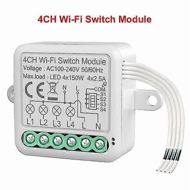 Aubess Wifi Smart Switch Support 2-way Control Tuya Smart Switch 4ch Module Neutral