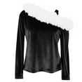 thumbnail image 5 of Posijego Girls Velvet Tops Cold Shoulder Long Sleeve Blouse for Girls Velour Shirts Little Girls Clothes, 5 of 7
