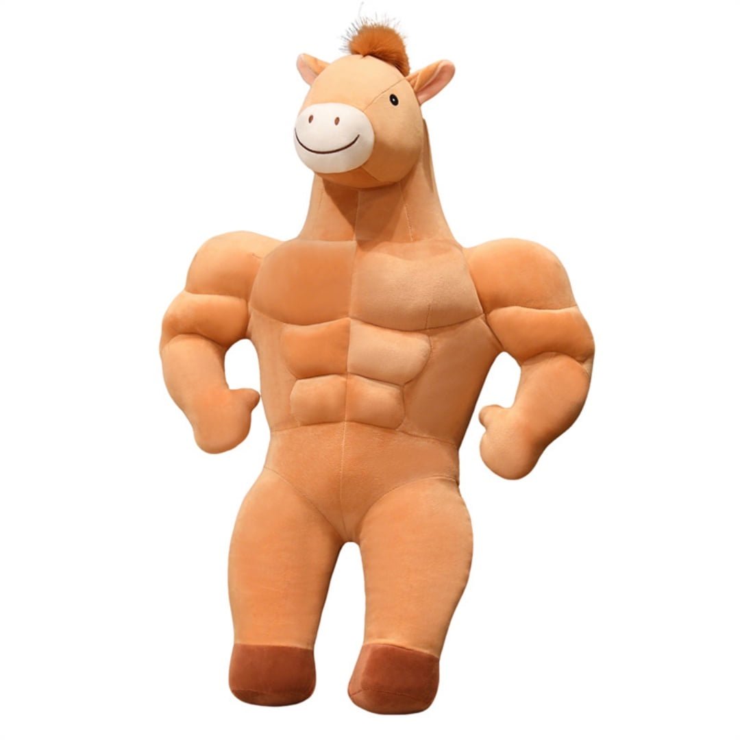 Giant Teddy Horse Stuffed Animal Plush Toy Doll Pillow- 25.6'' Soft Muscle Horse Plush Boyfriend Chair Cushion Birthday Gift