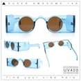 thumbnail image 2 of Keyhole Bridge Rectangle Bar Shape Round Circle Lens Hipster Sunglasses Blue - Brown, 2 of 8