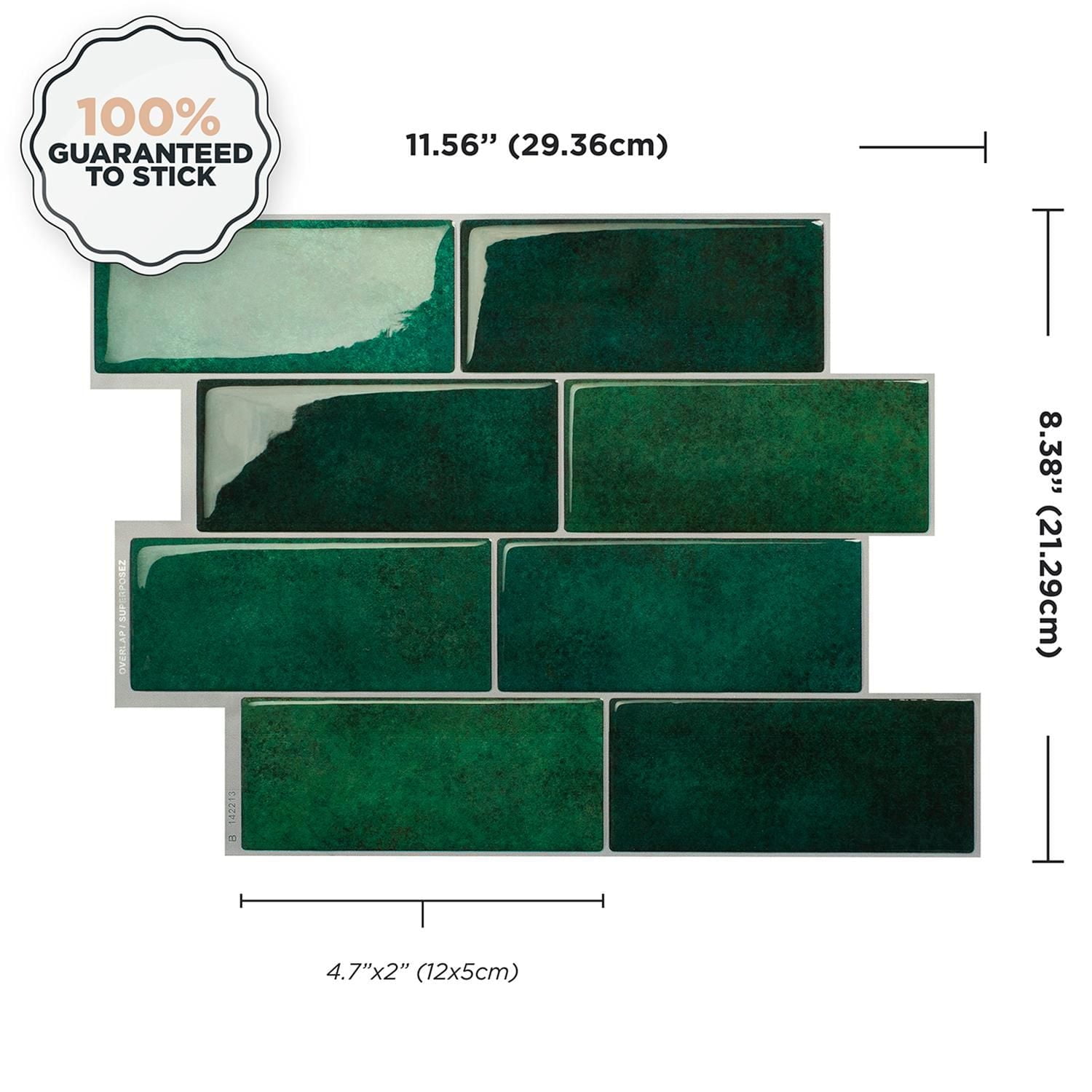 Smart Tiles Peel and Stick Backsplash Wall Tiles, Metro Fiona, 4-Pack, 11.56in x 8.38in