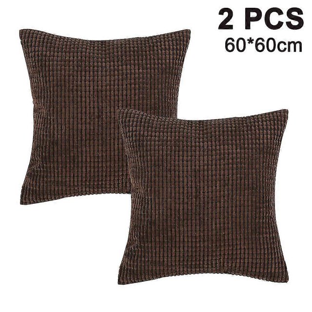 CHAO Paquete de 2 fundas de almohada decorativas cuadradas de pana suave de 50 x 50 cm, color marrón