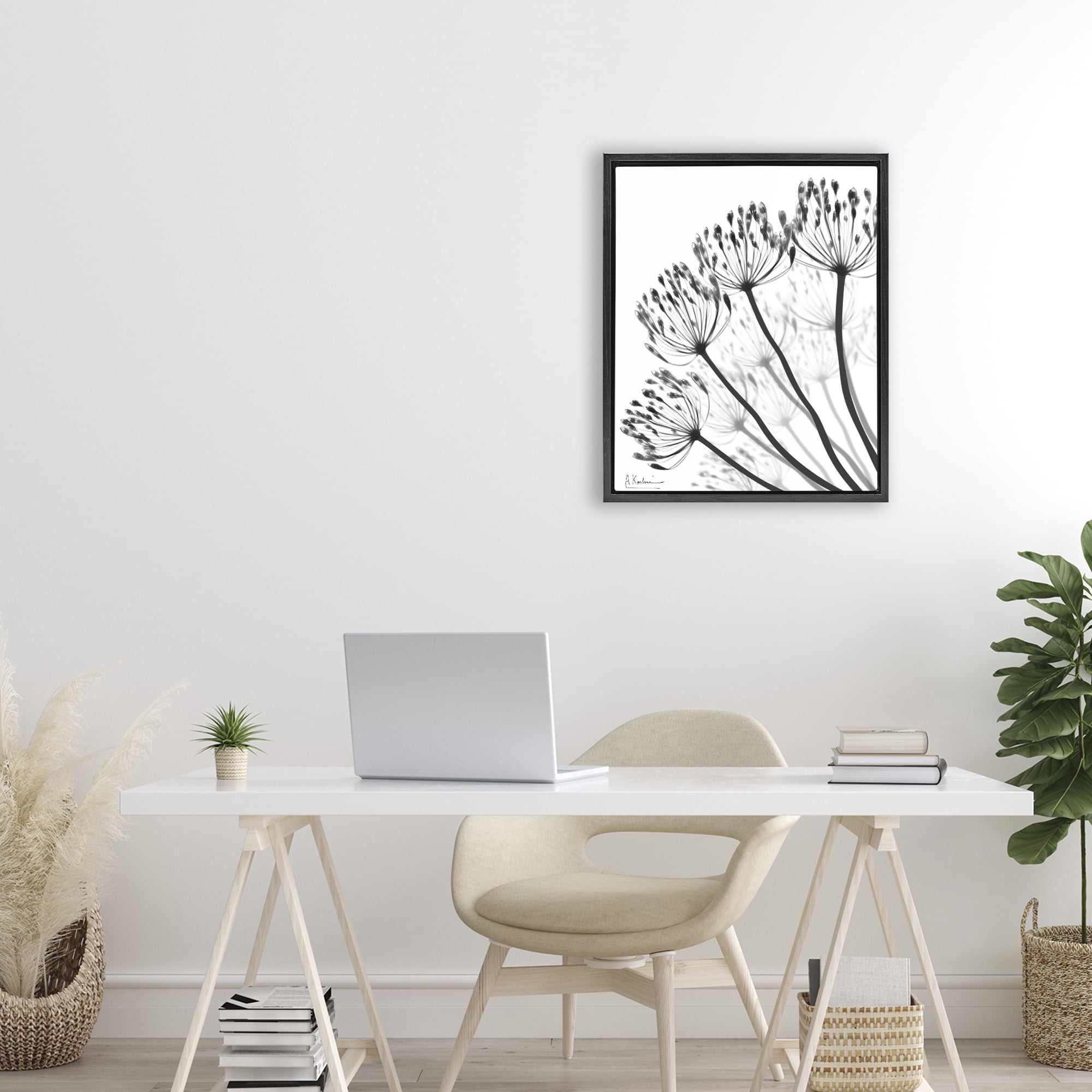Stupell Industries Floral Fan Dandelions Black Framed Floater Canvas Wall Art, design by Albert Koetsier