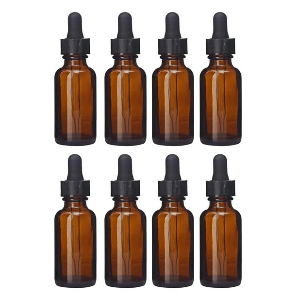 EeaseMX 8 botellas de aceite esencial de 15 ml para mujer, estilo retro antiguo, de vidrio, vacías, con gotero dispensador, decorativas (marrón)