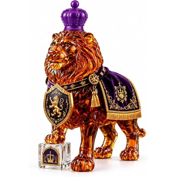 3D Lion Whiskey Decanter, Crown Glass Liquor Bottle for Home Bar