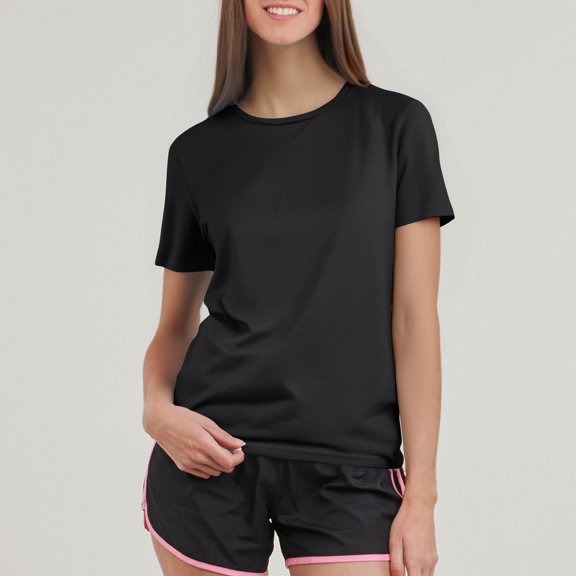 Workout Tops for Women Quick Dry Short Sleeve T-Shirts Loose Fit Athletic Fitness Clothing for Gym Running Yoga Summer Tops 2026 Black S