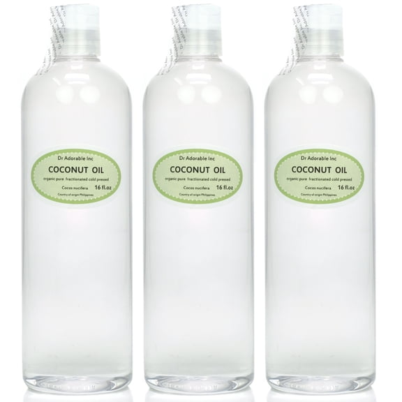 Dr. Adorable - 100% Pure Fractionated Coconut Oil Organic Natural Moisturizing Oil Hair Skin Nails - 48 oz