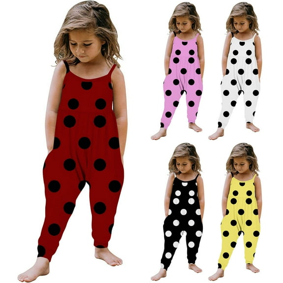 GERsome Sleeveless Jumpsuits for Toddler Baby Girl Spaghetti Straps Harem Long Overalls With Pockets 1-6 Years(Size 2-3 Years/Black)