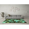 thumbnail image 3 of Ahgly Company Machine Washable Indoor Rectangle Abstract Turquoise Blue Contemporary Area Rugs, 3' x 5', 3 of 4