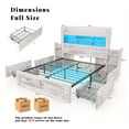 thumbnail image 4 of VanAcc Full Size Bed with 49.6" Bookcase Headboard, Dual Side Storage Racks, 4 Drawers, RGB LED Lighting, Charging Station, Distressed White, 4 of 9