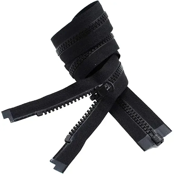 #5 Molded Black Vislon YKK Jacket Reversible Separating Zipper - Made in The United States (1 Zipper Per Pack) (28" Inches)