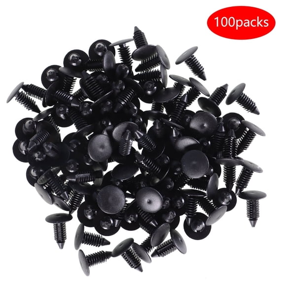 LABLT 100 Pcs Car Plastic Rivets Fasteners 8mm/0.3in Dia Hole for Auto Bumper Fender, Black