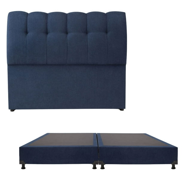 Box Base Cama King Size + Cabecera Nube Azul