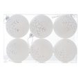 thumbnail image 2 of Taotanxi 6pc White Christmas Ball Ornaments for Farmhouse Tree Holiday Xmas Decorations, Large Shatterproof Plastic 2.16 Inch Glitter Snow Balls with Ribbon Hangers, Icicles and Snowflakes Set, 2 of 6