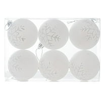 KOYPTL 6Pcs 2.16In Christmas Ball Ornaments Set for Tree,Shatterproof Snowflakes Glittering Hanging Bulb Pendants for Christmas Tree Porch Yard Holiday Decoration for Xmas Birthday Party Supplies