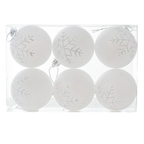 Mecorevxz 6 Pcs Clear Glitter Christmas Ball Ornaments 2.16 Inch Christmas Decorations Balls Transparent DIY Hanging White Xmas Tree Ornaments for Crafts Holiday Xmas Party Home Decor