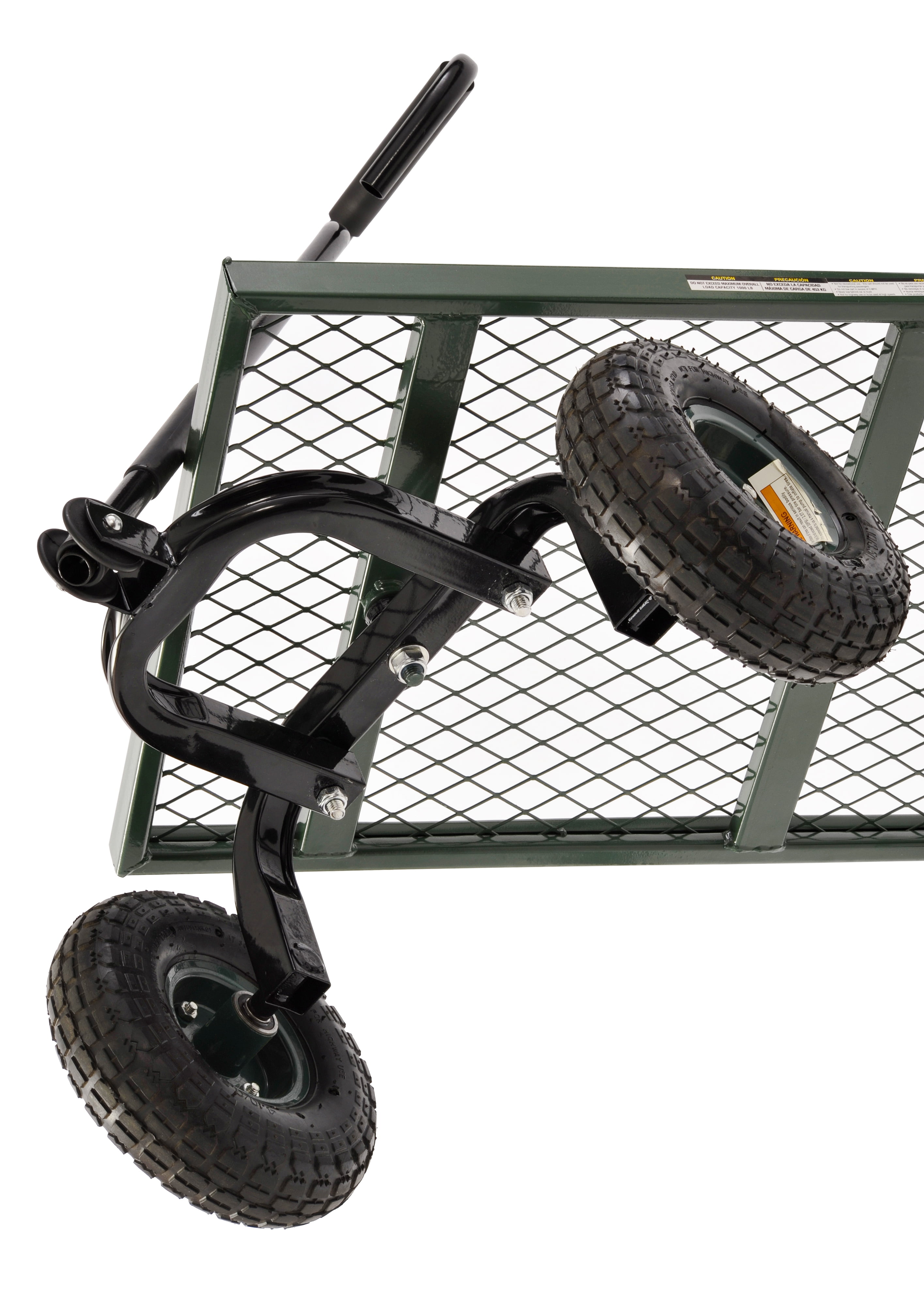 Flat Nursery Cart Steel Mesh Wagon Auto Type Steering HeavyDuty Green