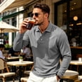 thumbnail image 6 of Sewkxo Men's Polo Shirt Long Sleeve Golf Shirts Lightweight Breathable Cool Shirts,Gray L, 6 of 7