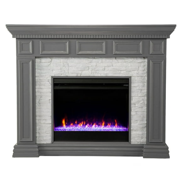 SEI Dakesbury Color Changing Fireplace w/ Faux Stone