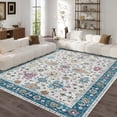 thumbnail image 3 of 8x10 Area Rugs for Living Room,Non-Slip Backing Washable Rugs,Vintage Large Area Rug,Stain Resistant Home Decor Rug, Indigo, 3 of 6
