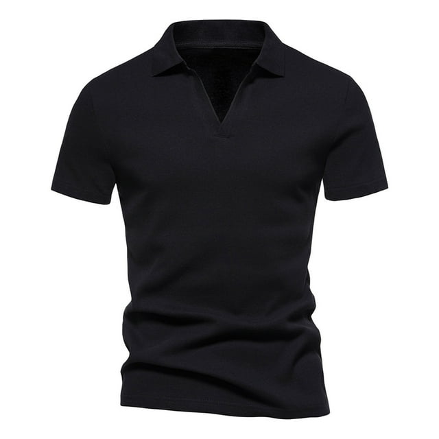Birdeem Mode Hommes Décontracté Slim Col Rabattu Couleur Unie Manches Courtes T-Shirt Hauts Blouse