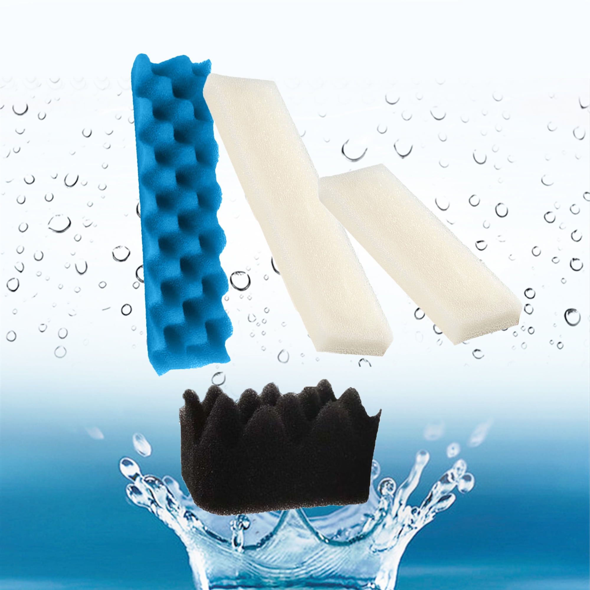 Genligt Aquarium Blue White Black Bio Sponge Foam Value Pack Compatible with Fluval 406, 407, 16 Pack