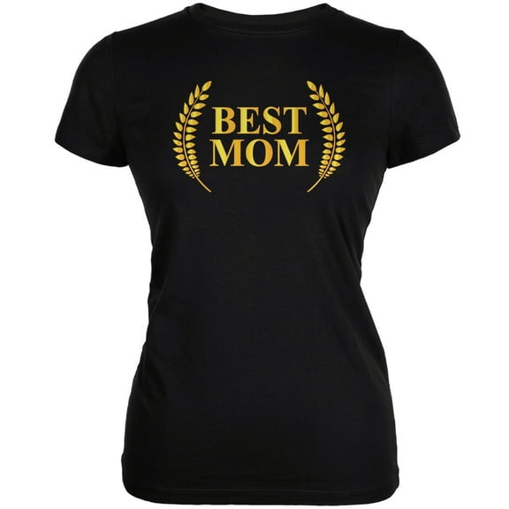 Mothers Day - Best Mom Laurel Black Juniors Soft T-Shirt - 2X-Large