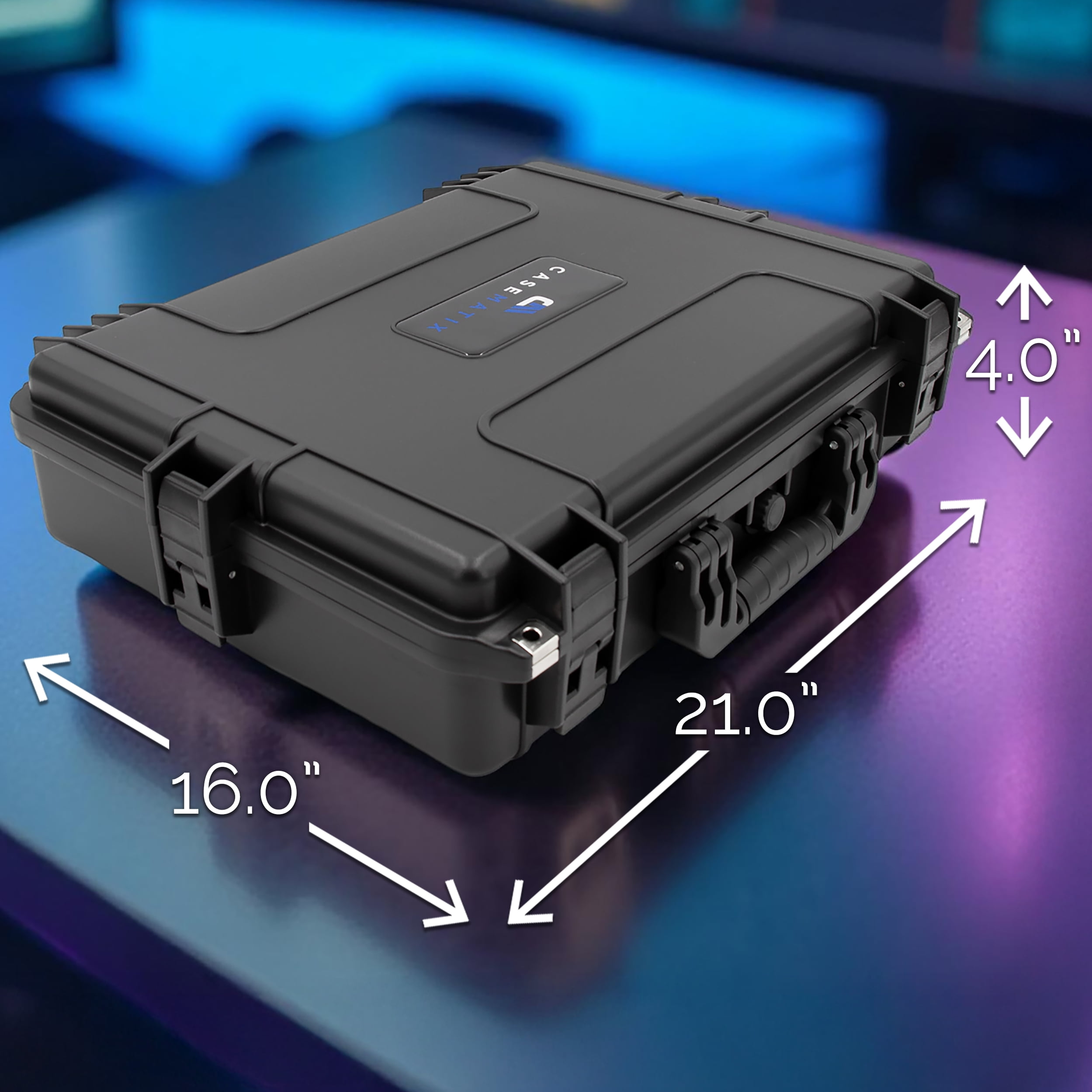 CASEMATIX Waterproof Hard Shell Case for 17–18" Gaming Laptop – IP67 Crushproof Travel Case with Custom Foam