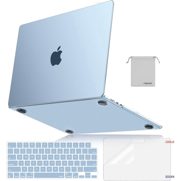 MOSISO Compatible with MacBook Air 13 inch Case 2025 2024 2023 2022 M4 A3240 M3 A3113 M2 A2681, Ultra-Thin Natural Original Hard Shell&Matching Color Keyboard Cover&Screen Film&Pouch, Midnight Clear