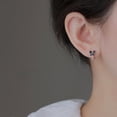 thumbnail image 3 of Solid 925 Sterling Silver Bow Hoop Earrings Huggie for Women Teens Black CZ Bowknot Hoop Earrings Ribbon Cartilage Huggie, 3 of 11