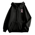 thumbnail image 6 of Yuanlong Womens Hoodies Zip Up Long Sleeve Ribbon Print Drawstring Hoodie Breast Cancer Awareness Jackets With Pockets, 6 of 6