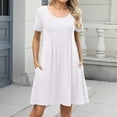 thumbnail image 4 of Timegard Dresses for Women Summer Scoop Neck Short Sleeve Pleated Loose Comfy Casual Dresses Pocket, 4 of 8