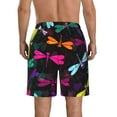 thumbnail image 3 of Kll Colorful Dragonflies Men'S Casual Summer Beach Shorts Hawaiian Shorts With Pockets-Small, 3 of 9