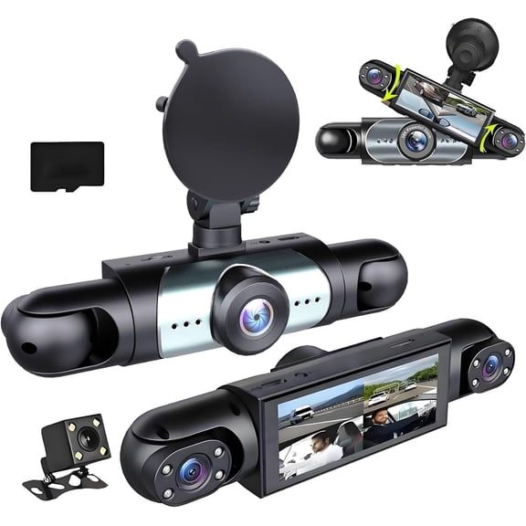 Saker Plus Dash Cam, 2026 New Saker Plus Full View Car Dashcam System, 360° 4 Channel Dash Cam with Front Rear Left Right Cameras, 1080P Full HD Recording, 64GB SD Card, G-Sensor, Loop Recording