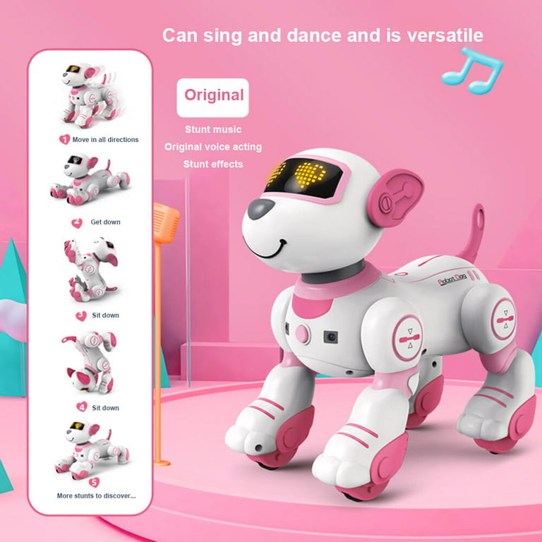 Robot Dog for Kids, DIY Stem Electronics Robotic Dog Toys with Bone Magnetic Voice Touch Control, Smart Pet Robot Toys ACT Like Real Dogs, Interactive