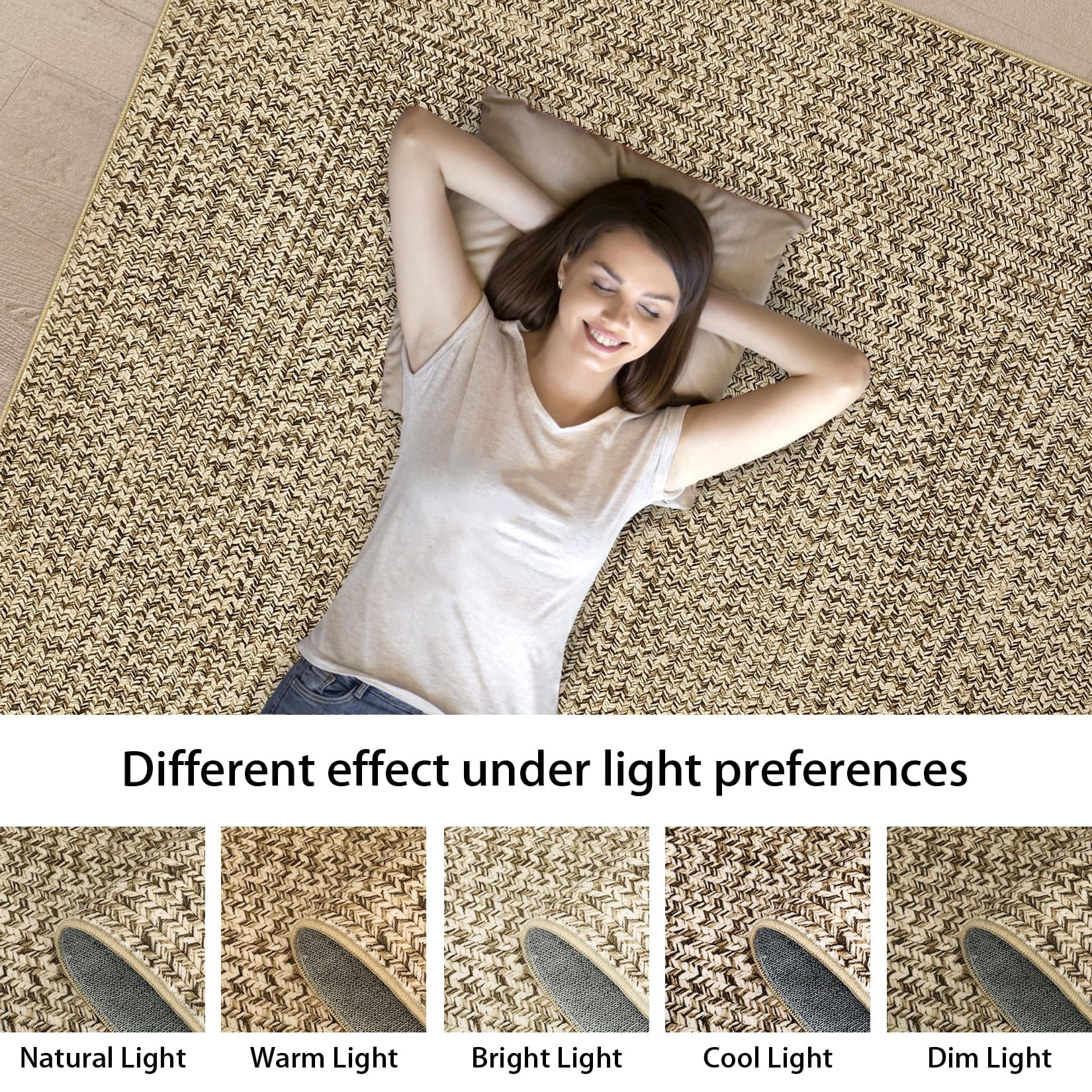 Danolapsi 8x10 Area Rug Machine Washable Rug for Living Room Print Braided Indoor Accent Rug Soft Bedroom Rug Farmhouse Large Area Rug Non Slip Throw Rugs Non Shedding Stain Resistant Carpet for Home