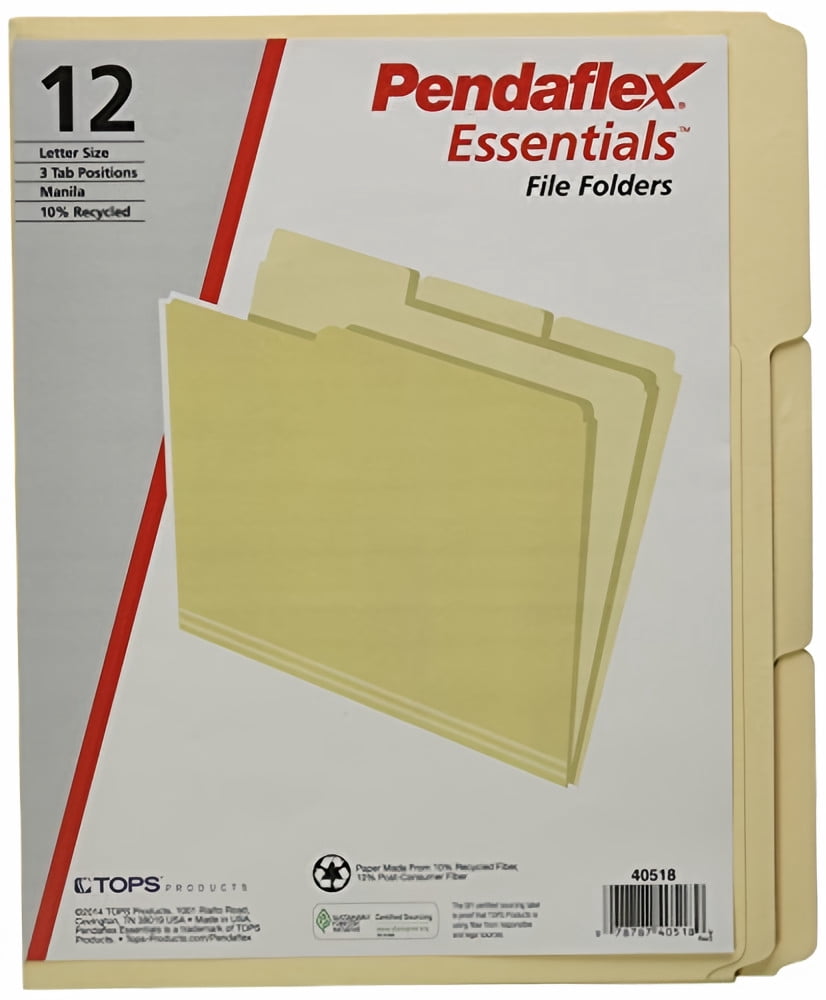 Mead Esselte Pendaflex File Folders 11-3/4 x 9-7/16 (Ess40518) (Pack of 5)