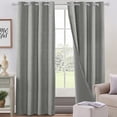 thumbnail image 1 of Lino Cortinas Blackout con Aislamiento Térmico, 100% Blackout y Ojal Superior Cortina para Recámara y Ventana de Sala, Capa Trasera de Revestimiento Gris, 2 Paneles, 140 x 305 cm, Gris, 1 of 13