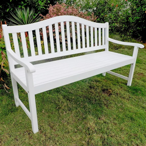 International Caravan Royal Fiji Patio Garden Bench in Antique White