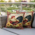 thumbnail image 4 of Red Rooster Flowers Egg Pillow Covers 2 Pack Vintage Style Farm Rooster Red Plaid Pillowcase Waterproof Outdoor Throw Pillow Cover for Patio Garden Square Cushion 18”x18”, 4 of 9