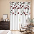 thumbnail image 3 of Red Roses Kitchen Curtains 84 Inch Length, Spring Floral Summer Botanical Weeping Grommet Top Bedroom Living Room Curtains, Light Filtering Cafe Curtain Drapes 2 Panels Set 84''x84'', 3 of 9