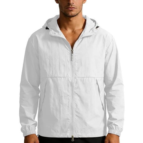 BUIGTTKLOP Men's Lightweight Hooded Jacket Waterproof Windbreaker Raincoat Jacket for Outdoor Hiking Traval